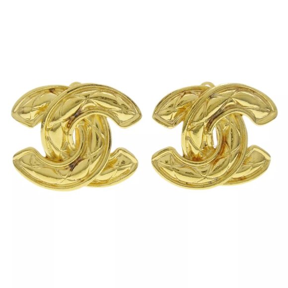 Chanel CC Earrings Clip-On Gold - Picture 1 of 11